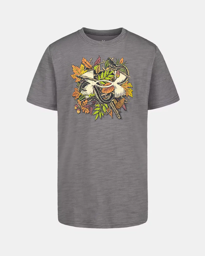 Футболка с коротким рукавом из хлопка слюб со светящимся принтом UA Snake Icon UnderArmour, Clay Green/Dusty Coral