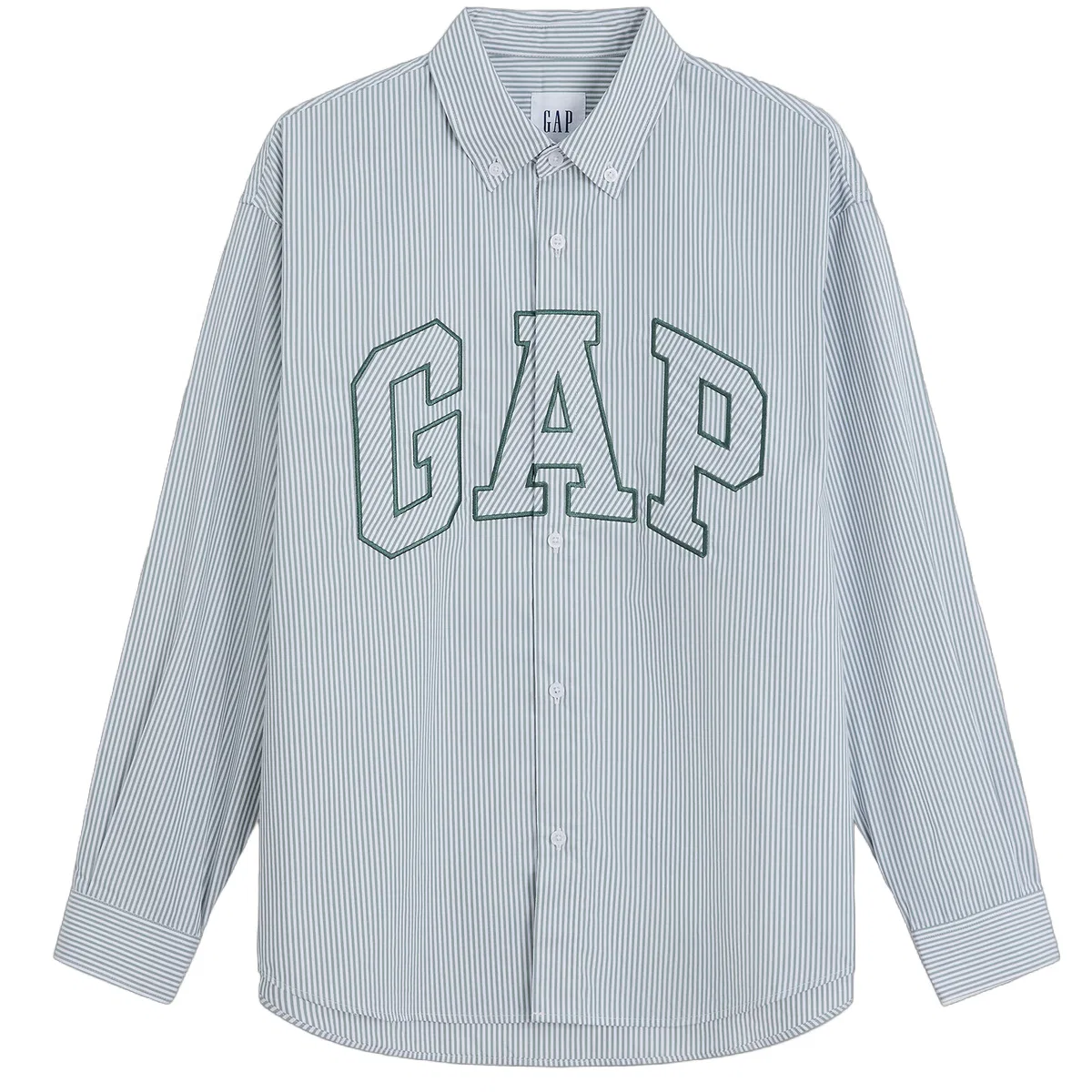 Женская рубашка с воротником и длинным рукавом Green Stripes GAP