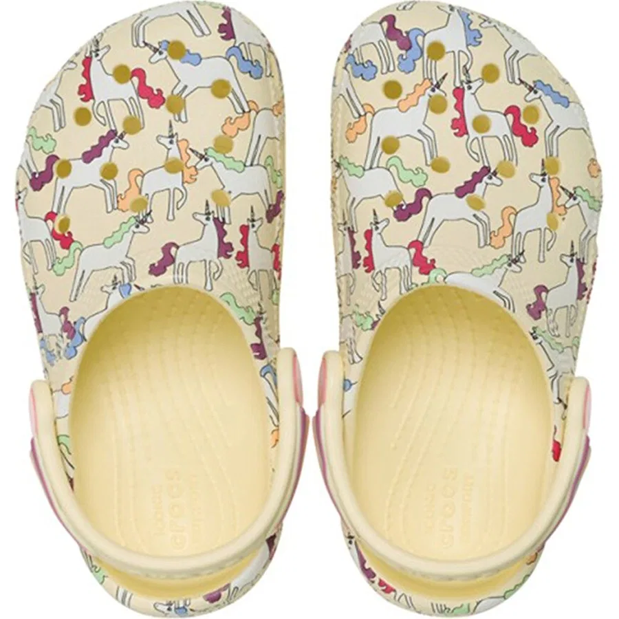 Тапочки-клоги с принтом Classic Unicorn Graphic Crocs, Бежевый — фото 3