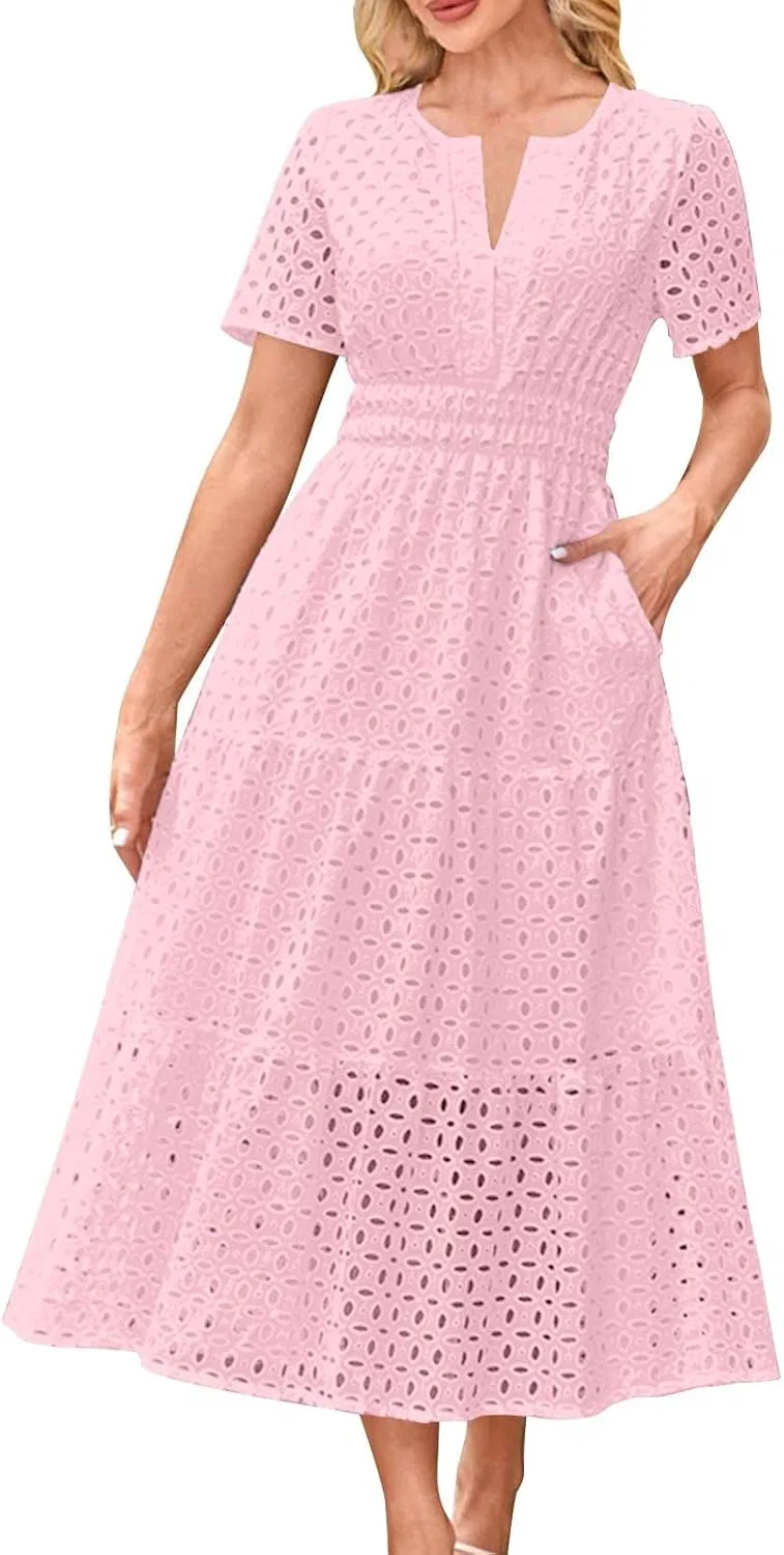 Женское летнее платье макси с вырезами Boho, Pink