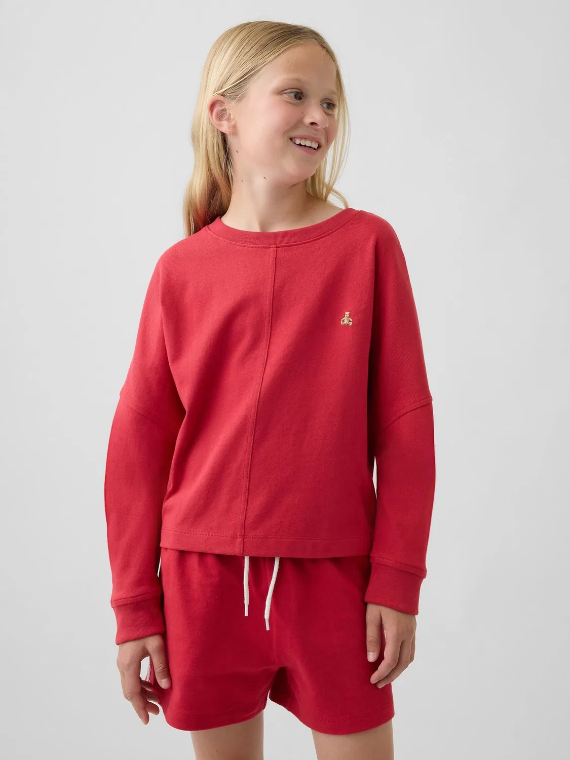 Футболка оверсайз с длинным рукавом Gap Heavyweight Seam, красный
