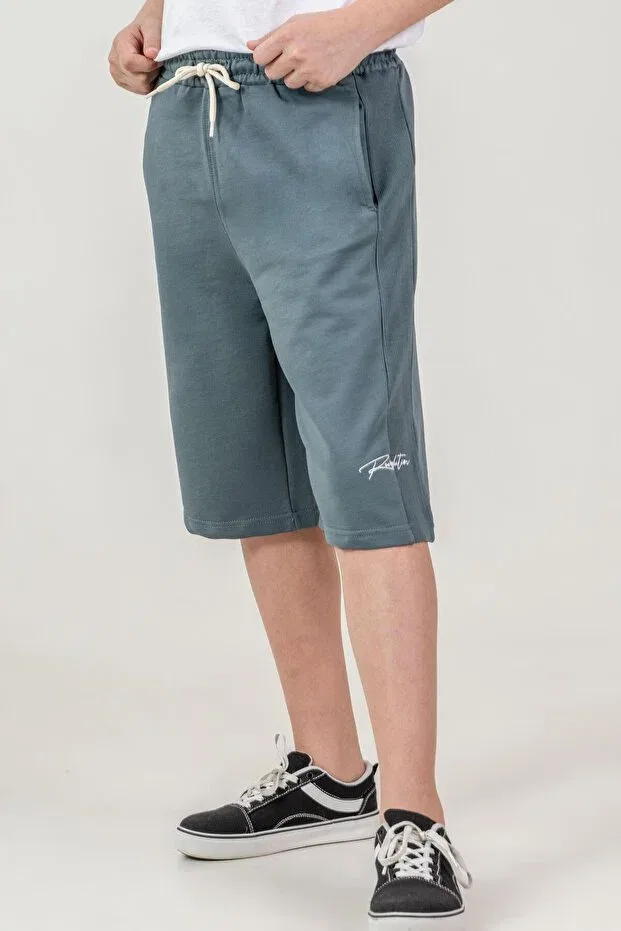 Детские шорты для мальчиков с вышивкой Mışıl Kids, Gray Green — фото 4