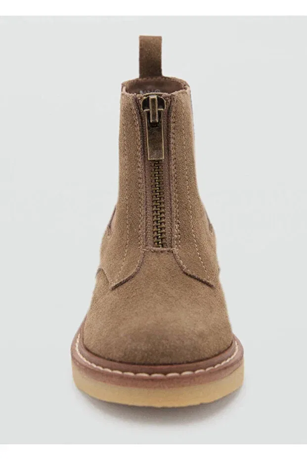 Детские ботильоны для девочек на плоской подошве Mango Baby, Medium Brown — фото 4