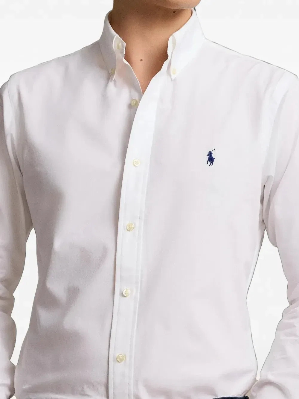 Поплиновая рубашка с вышитым логотипом POLO RALPH LAUREN, белый — фото 4