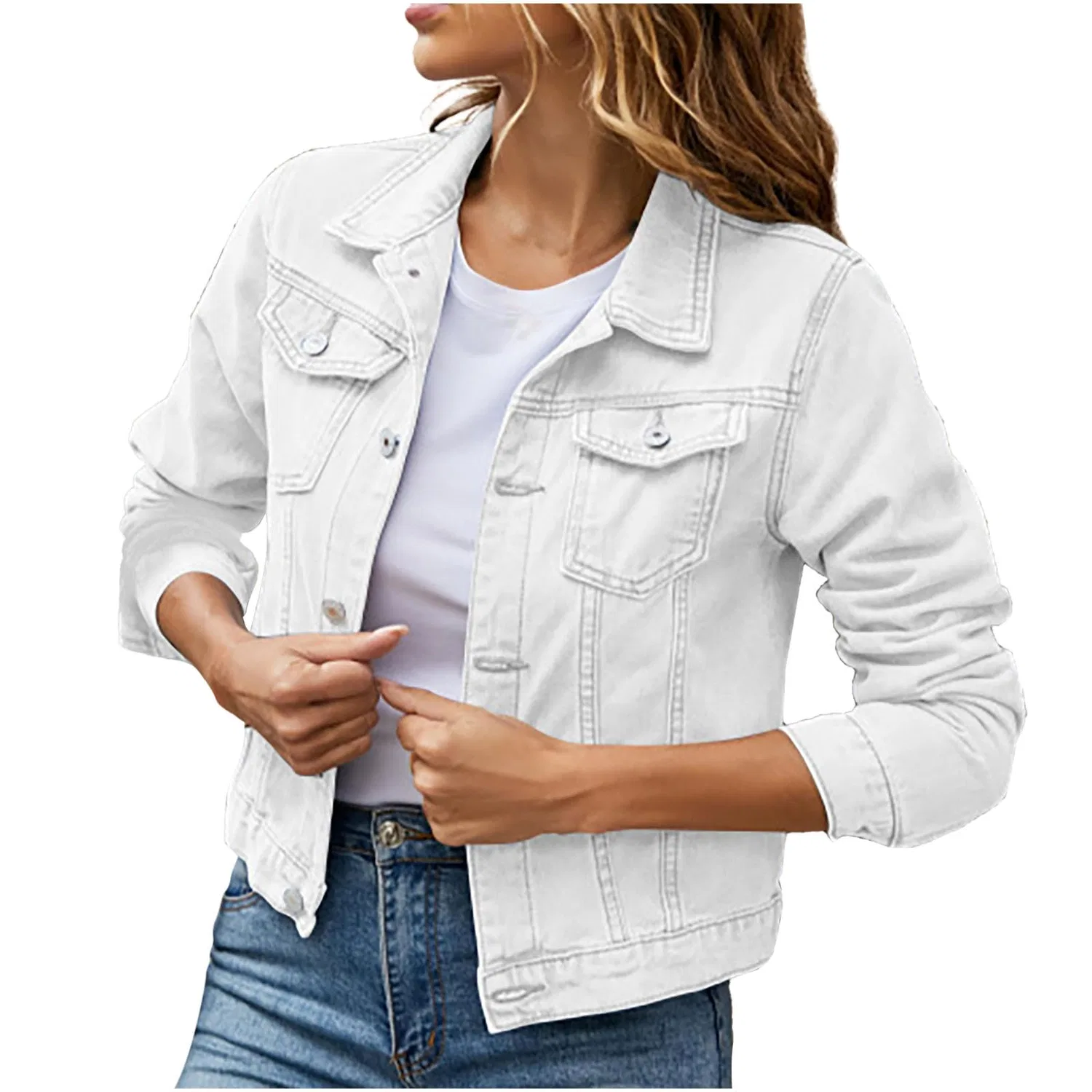 Женская джинсовая куртка с принтом Petite Denim Jacket, White