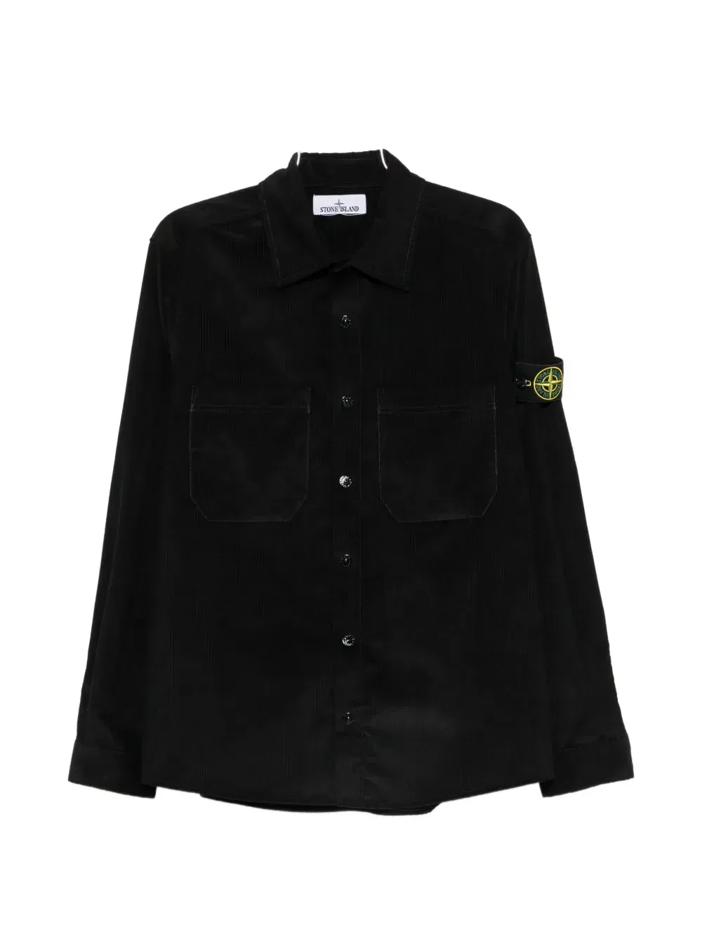 Рубашка с логотипом из вельвета Stone Island, черный