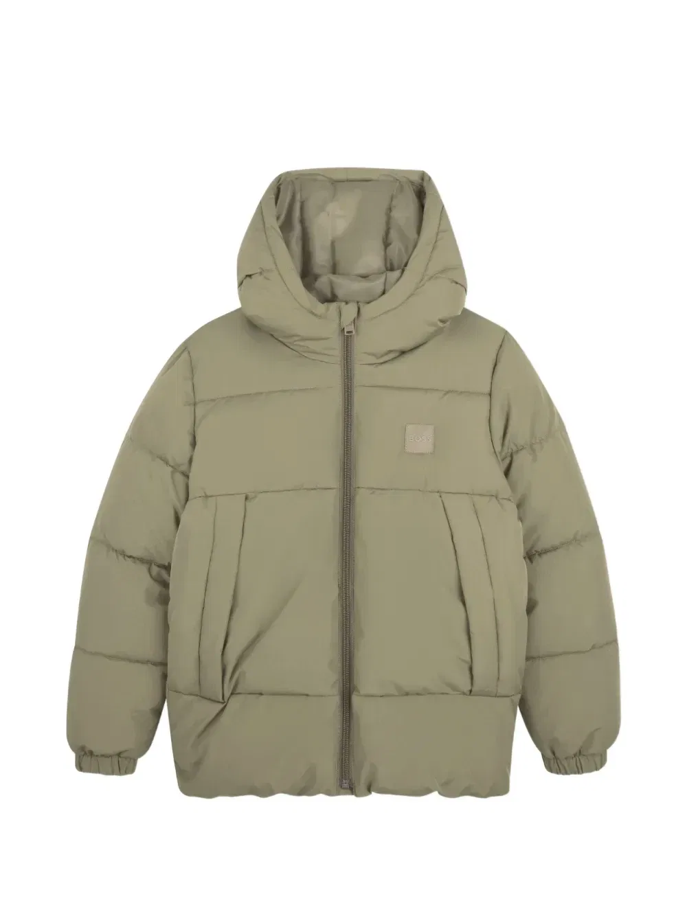 Пуховик с капюшоном Boss Kidswear, зеленый
