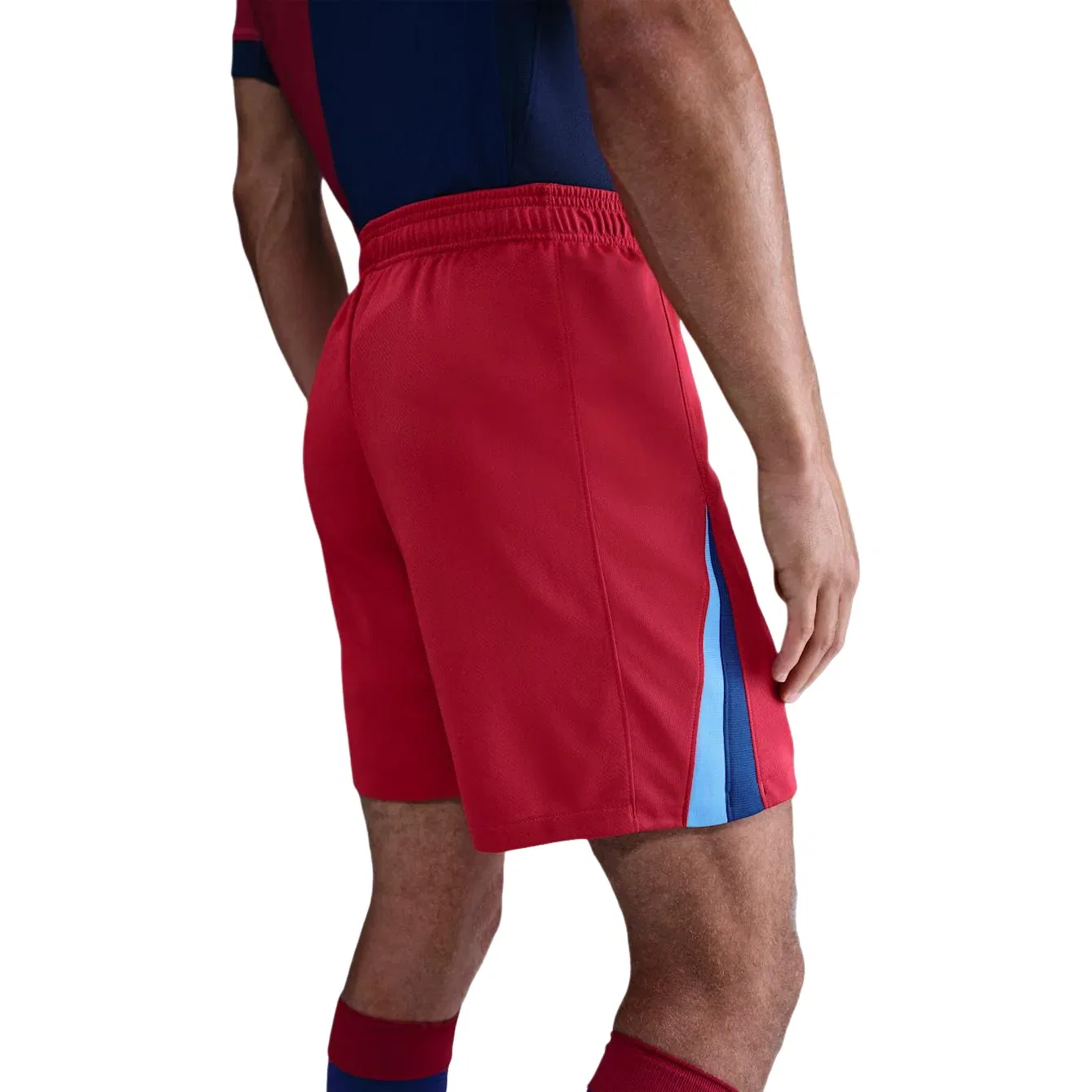 Мужские шорты FC Barcelona 2025/26 Stadium Fourth Dri-FIT Replica Shorts 'Salsa Red Gym Nike, Salsa Red/Gym Blue/University Blue/Opti Yellow — фото 2
