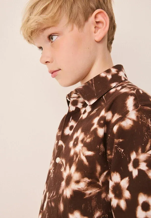 Рубашка хлопковая Floral Shirt Next, Chocolate Brown All Over Print Flowers, коричневый/шоколадный — фото 3