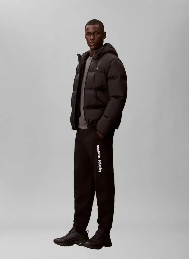 Штаны спортивные с принтом ретро логотип Calvin Klein, черный — фото 3