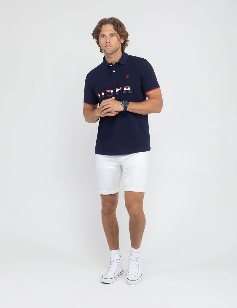 Футболка-поло U.S. Polo Assn Uspa Embossed Pique, темно-синий — фото 3