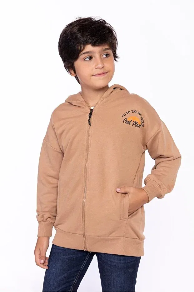 Детский кардиган с капюшоном и принтом Toontoy, Brown