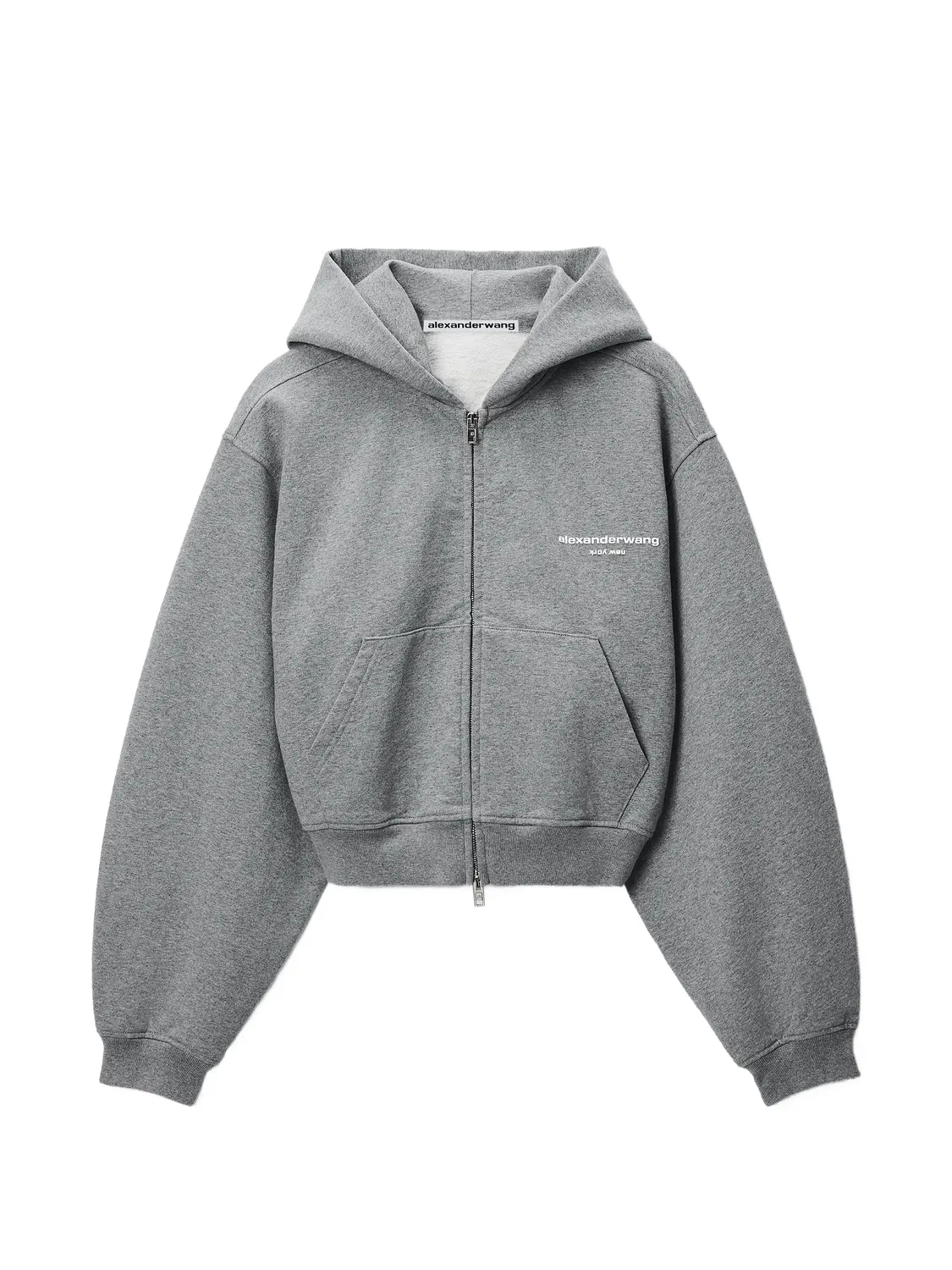 Худи на молнии с логотипом Alexander Wang, серый