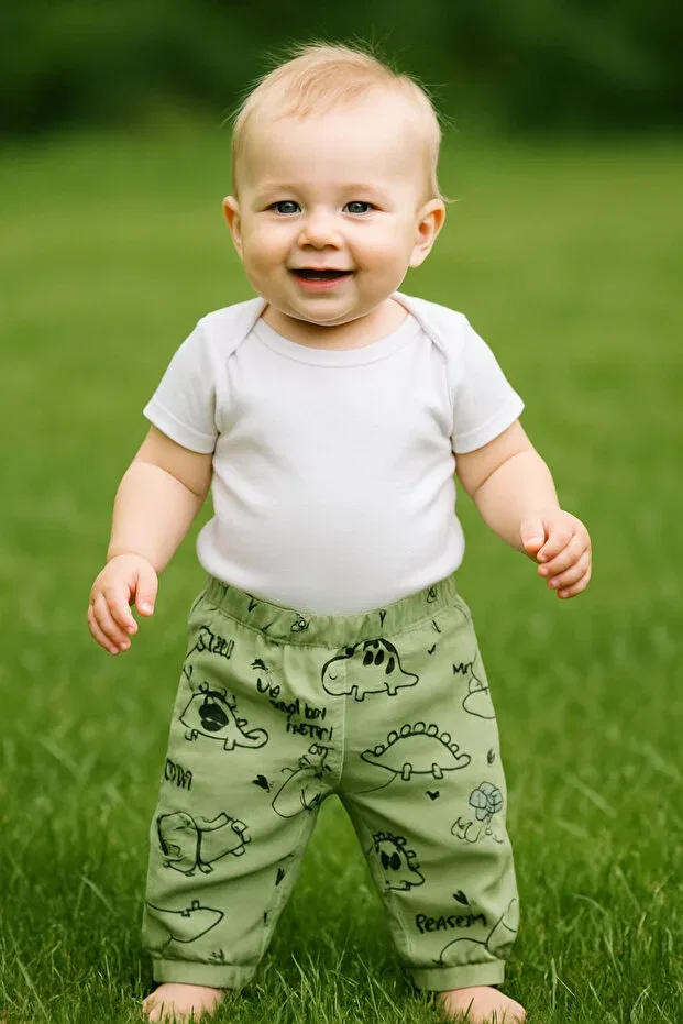 Детский комбинезон для мальчиков с принтом Kindo Baby, Green Dinosaur
