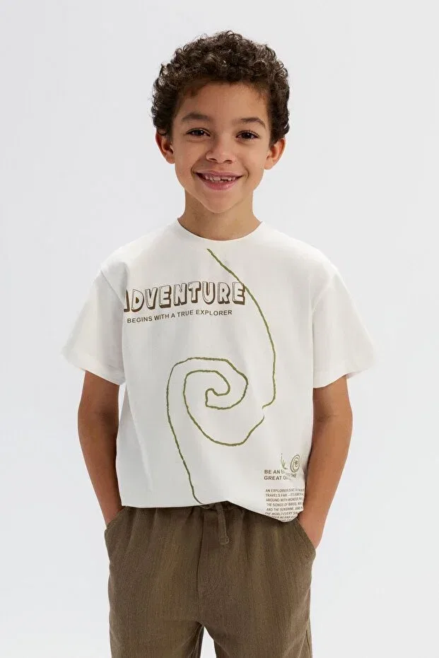 Детская футболка для мальчиков с принтом Great Tshirt Nk Kids, Cream