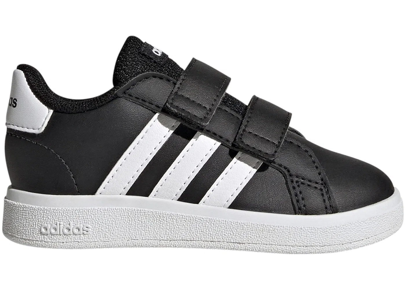 Детские кроссовки Lifestyle с липучкой Adidas Grand Court, Core Black/Cloud White/Core Black