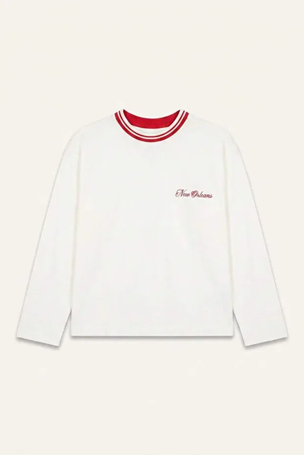 Детская футболка для мальчиков оверсайз с принтом Oversize Crew Neck Printed Long Sleeve T-Shirt Baby Boy H9788A526AU Defacto, Ecru-Er118