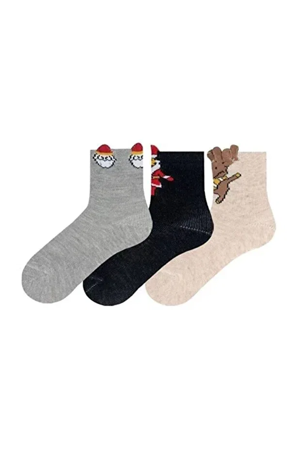 Детские носки для мальчиков с принтом, 3 шт, Semoor, Beige-Yellow-Gray