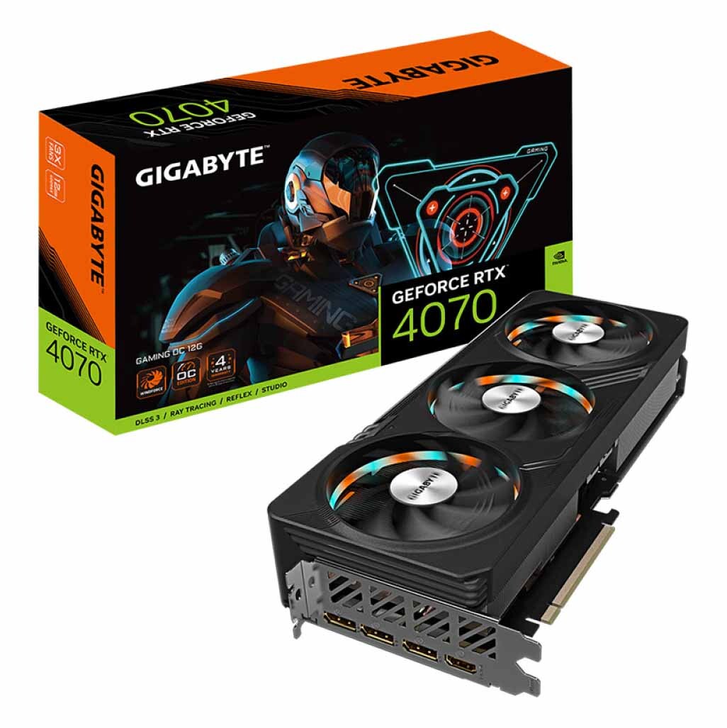 

Видеокарта Gigabyte GeForce RTX 4070 Gaming OC 12ГБ, GV-N4070GAMING OC-12GD, черный