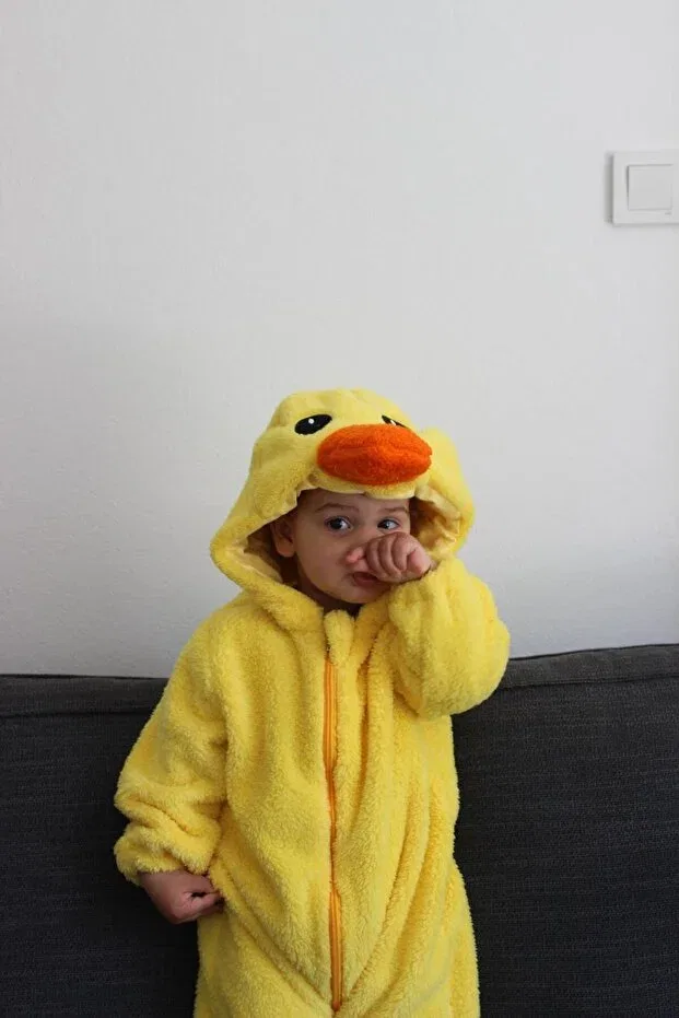 Детский комбинезон для девочек с принтом Duck baby jumpsuit John Lock, Sarı