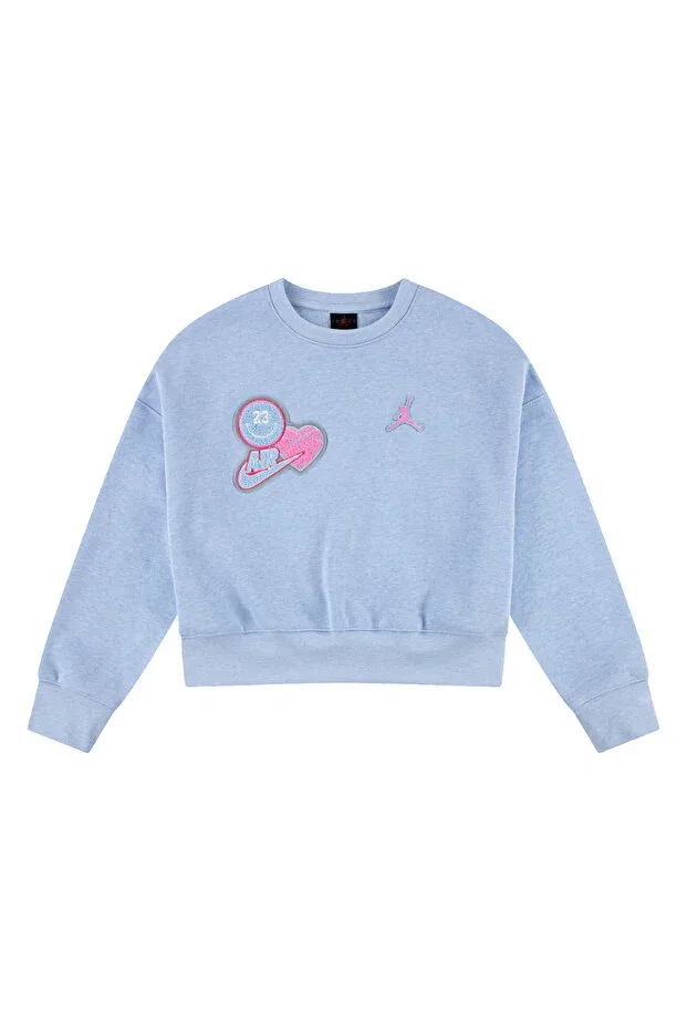 Детское для девочек свитшот с принтом Jordan JDG Blue Jeans & Bling FLC Cre Girl's Sweatshirt Nike, Bg6