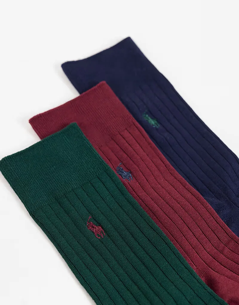 Носки высокие в рубчик с логотипом Icon 3 шт Polo Ralph Lauren, мультиколор — фото 2