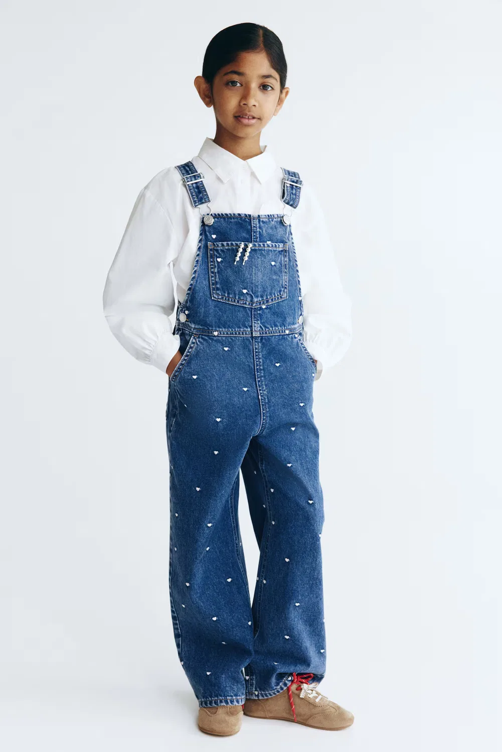 Джинсовый комбинезон с узором H&M, Dunkelblau/Herzen