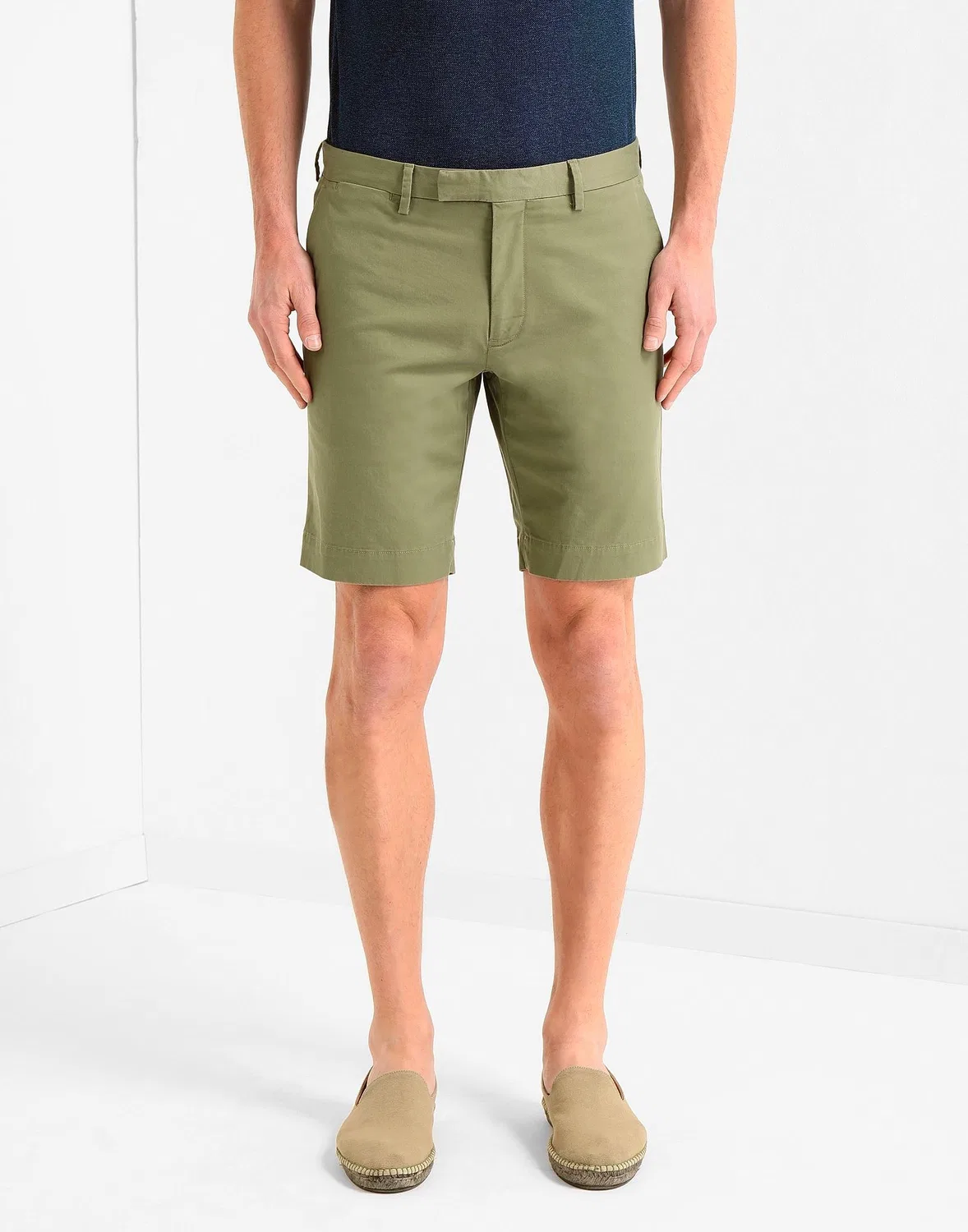 Мужские шорты stretch military short из габардина с логотипом Polo Ralph Lauren, темно-зеленый — фото 2