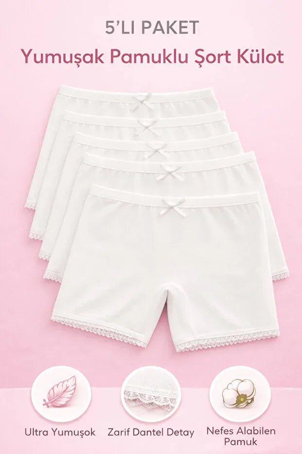 Детские трусы для девочек хлопковые 5 шт Young Mini Kanka, White
