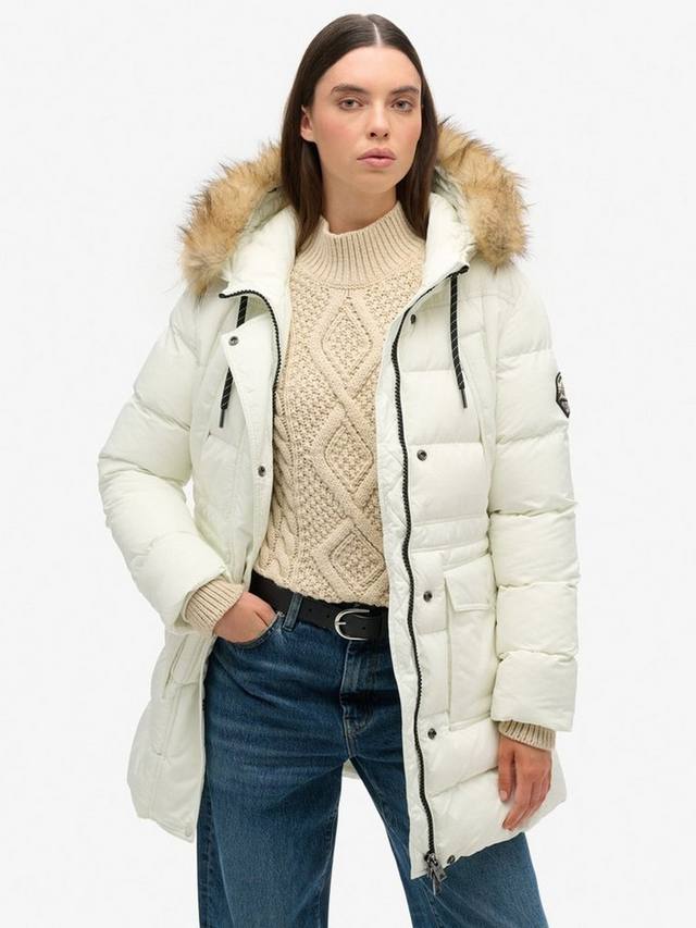 

Пуховик из искусственного меха everest mid Superdry, белый