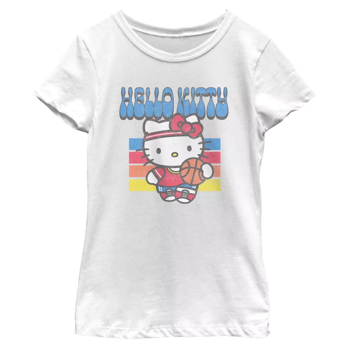Детская футболка с принтом Retro and Sports Hello Kitty, Hello Kitty, White