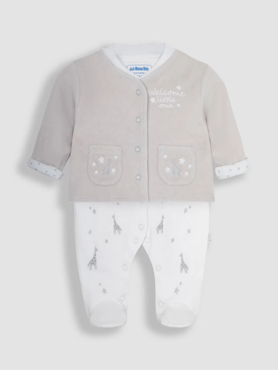 Комплект для новорожденных Welcome Little One Sleepsuit & Jacket Jojo Maman Bébé, серый