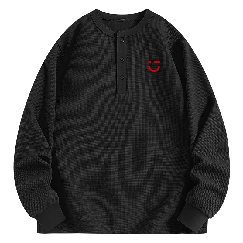 Детская футболка с принтом M22 Lucky Smiling Face Chest Logo MINISO, Dark Gray — фото 3