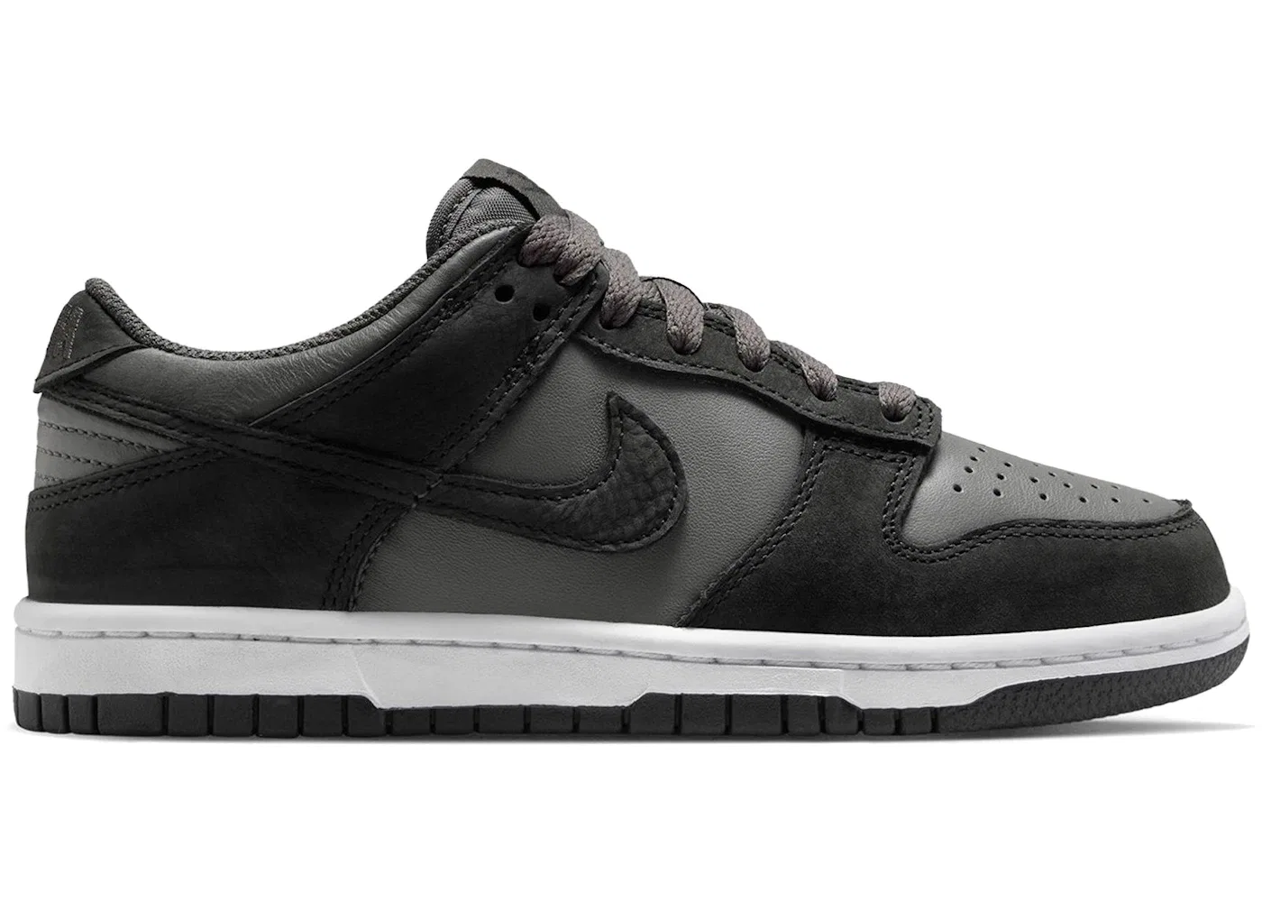 Детские кроссовки для мальчиков и девочек с длинным шнурком Nike Dunk Low SE, Medium Ash Black White