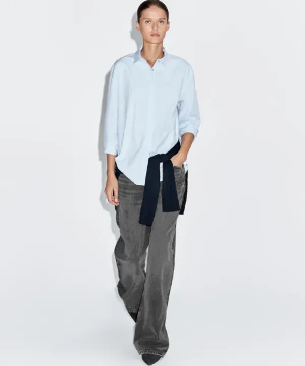 Рубашка с потайной пуговицей, Massimo Dutti