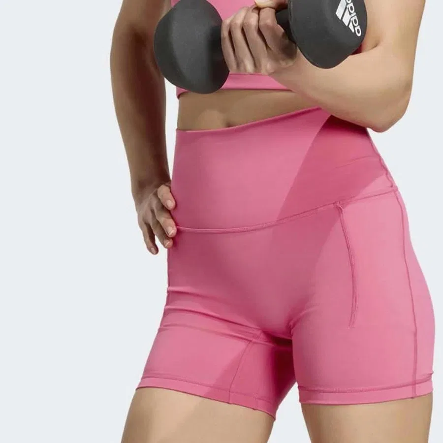 Женские короткие леггинсы с моделью Studio All Me Booty adidas, Розовый — фото 2