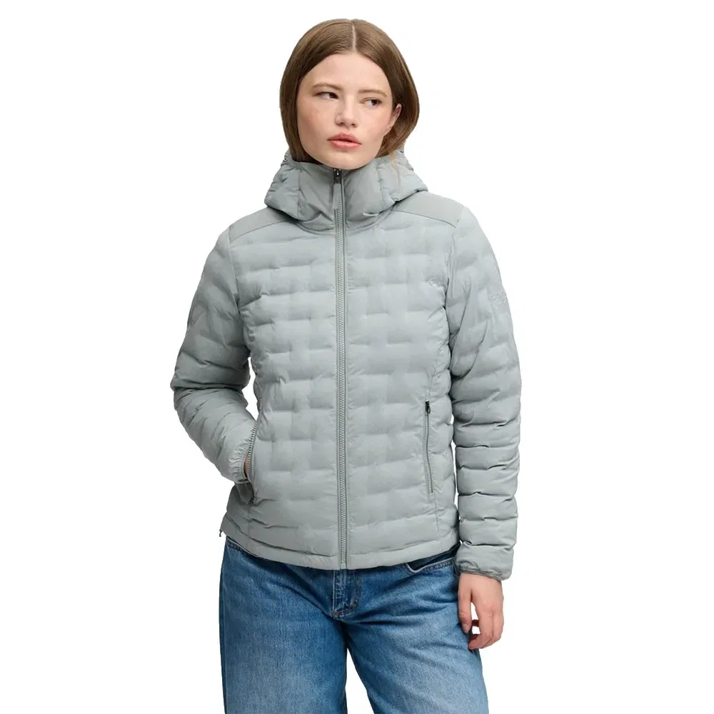 Женская куртка с капюшоном Superdry Heat Weld Padded, Grey — фото 3