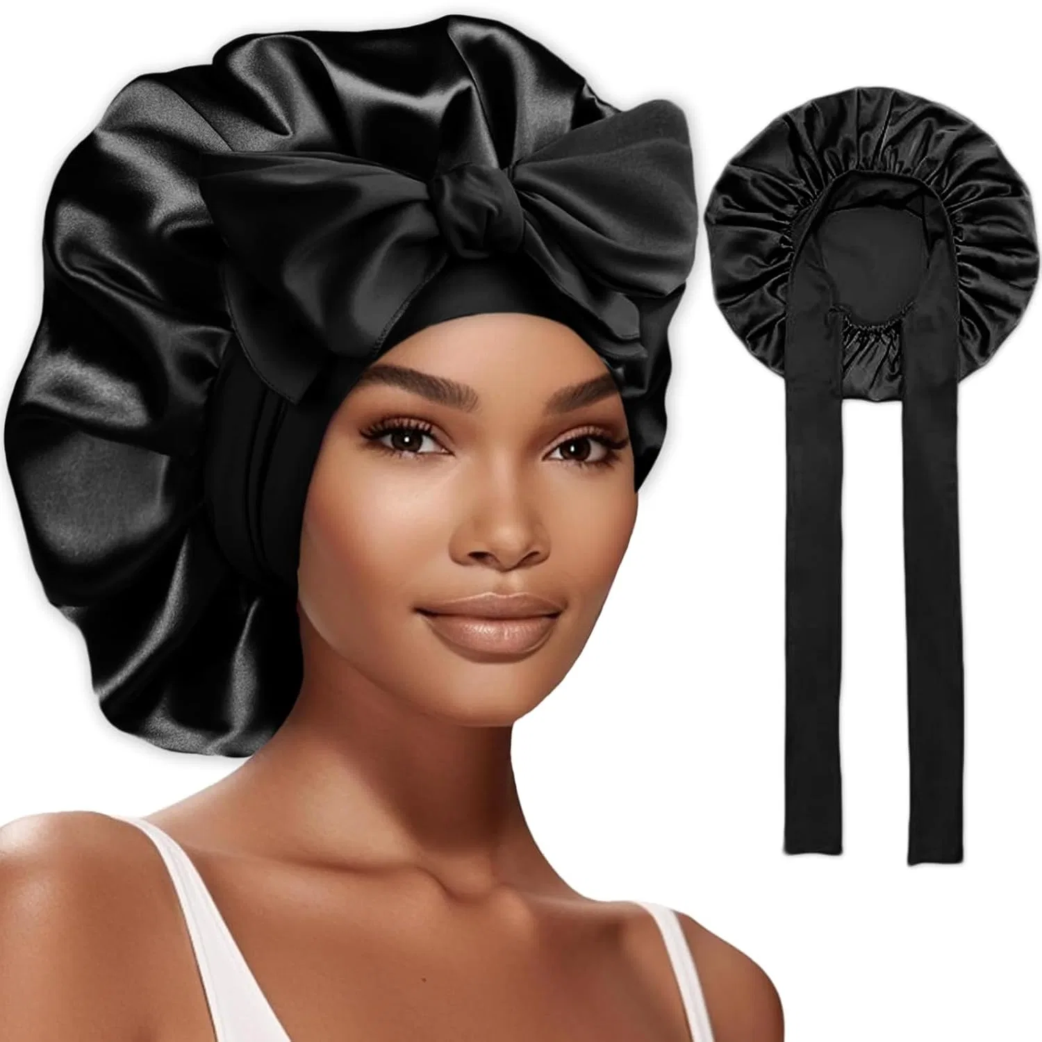 Шапочка для душа Satin Silk Sleep Cap, черный, NICECONE