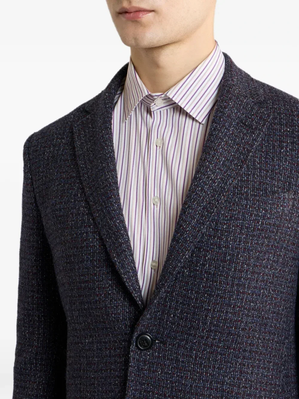 Однобортный жакет из букле из смесовой шерсти Etro, синий — фото 4