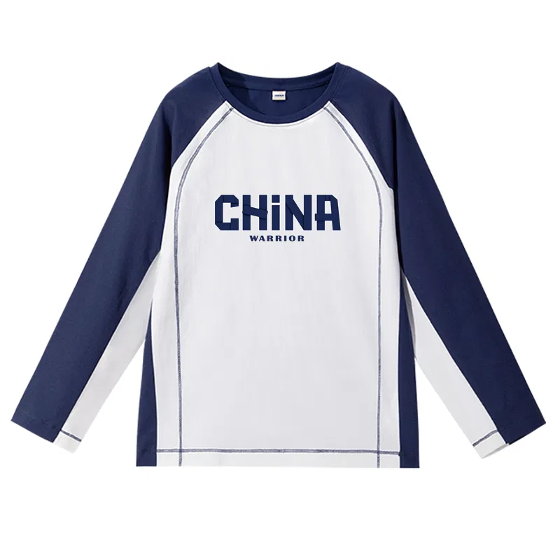 Детская футболка с круглым вырезом Navy Blue/Blue Black Text WARRIOR