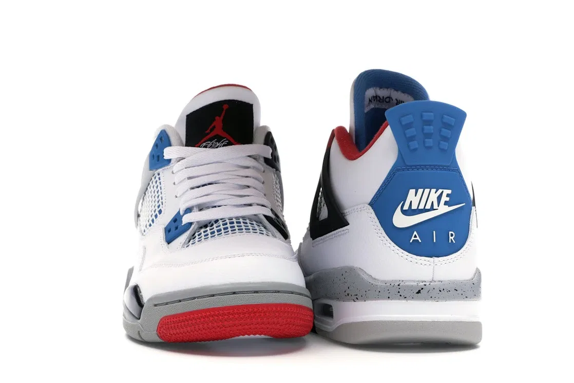 Детские кроссовки Lifestyle с дышащей сеткой Jordan 4 Retro, White/Military Blue-Fire Red-Black-Cement Grey — фото 2