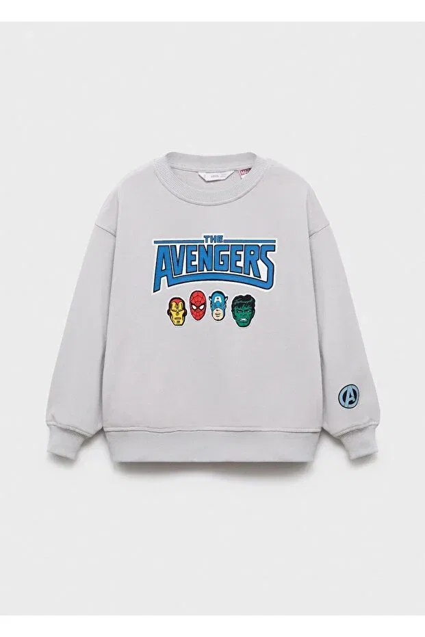 Детские свитшот для мальчиков хлопковый Avengers Mango Kids, Ice Gray