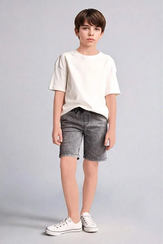 Детские шорты для мальчиков джинсовые Regular fit Defacto, Gray — фото 4