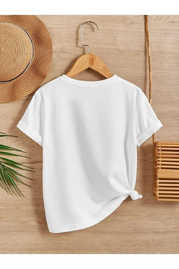 Детская хлопковая футболка с принтом Unisex Comfortable Cotton Printed White Children's T-Shirt Vask, White — фото 2