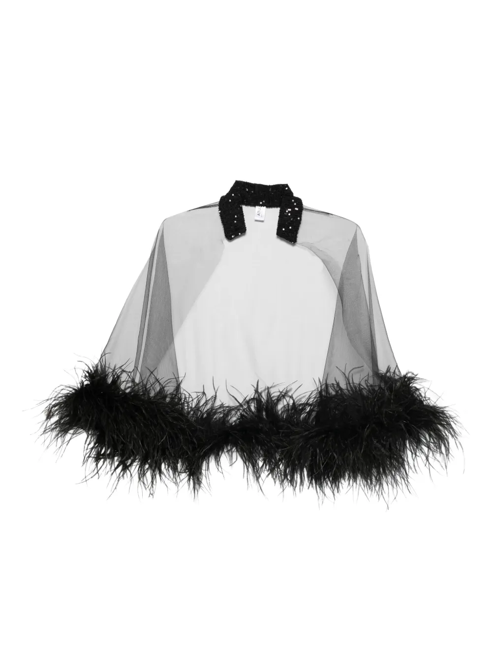 

Кейп с перьями и пайетками Atu Body Couture, черный