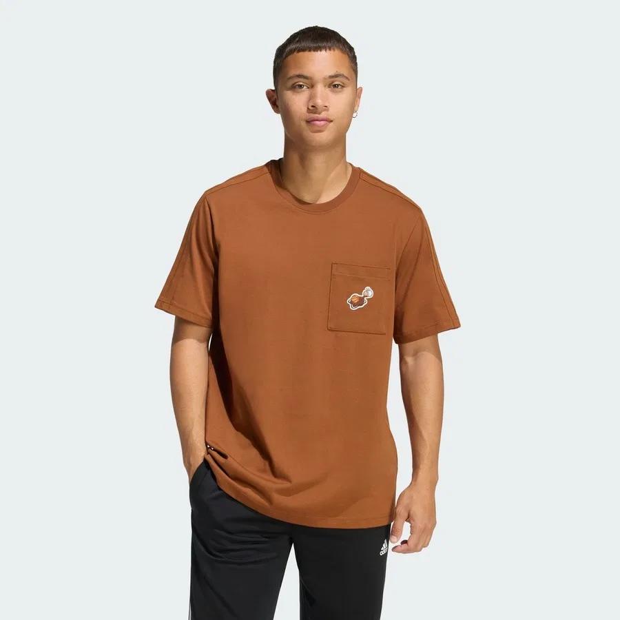 Футболка с длинным рукавом Lux Coffee Cafe Hoop Pocket Graphic adidas, Бронзовый