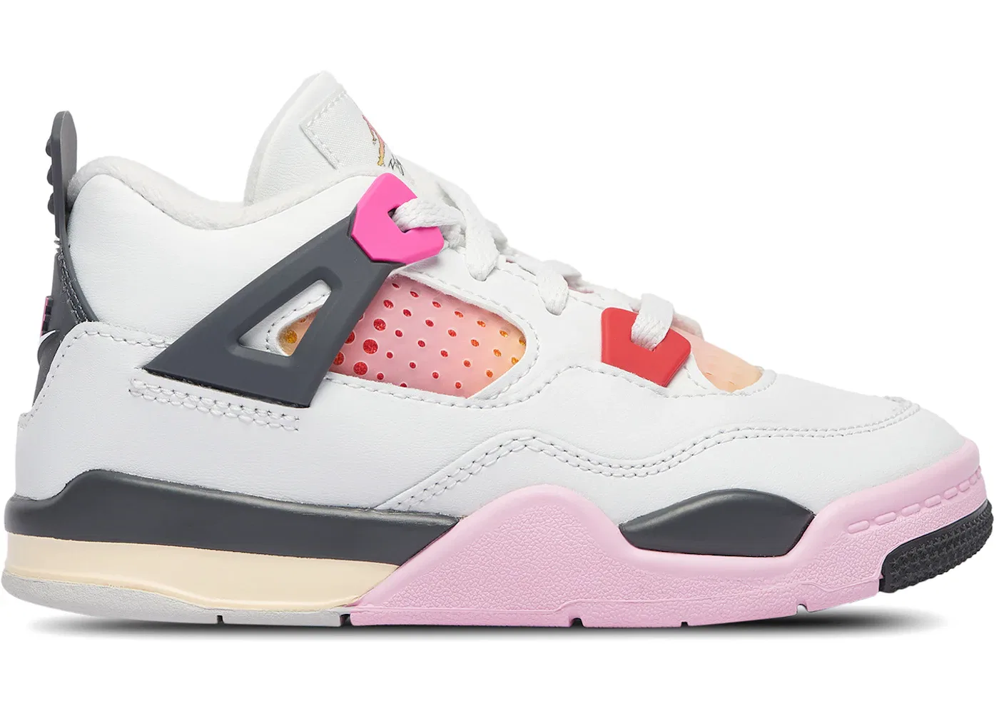Детские кроссовки Lifestyle Jordan 4 Retro Comic (TD) Jordan, Off White/Anthracite/Neutral Grey/Fire Pink/Light Arctic Pink/Muslin