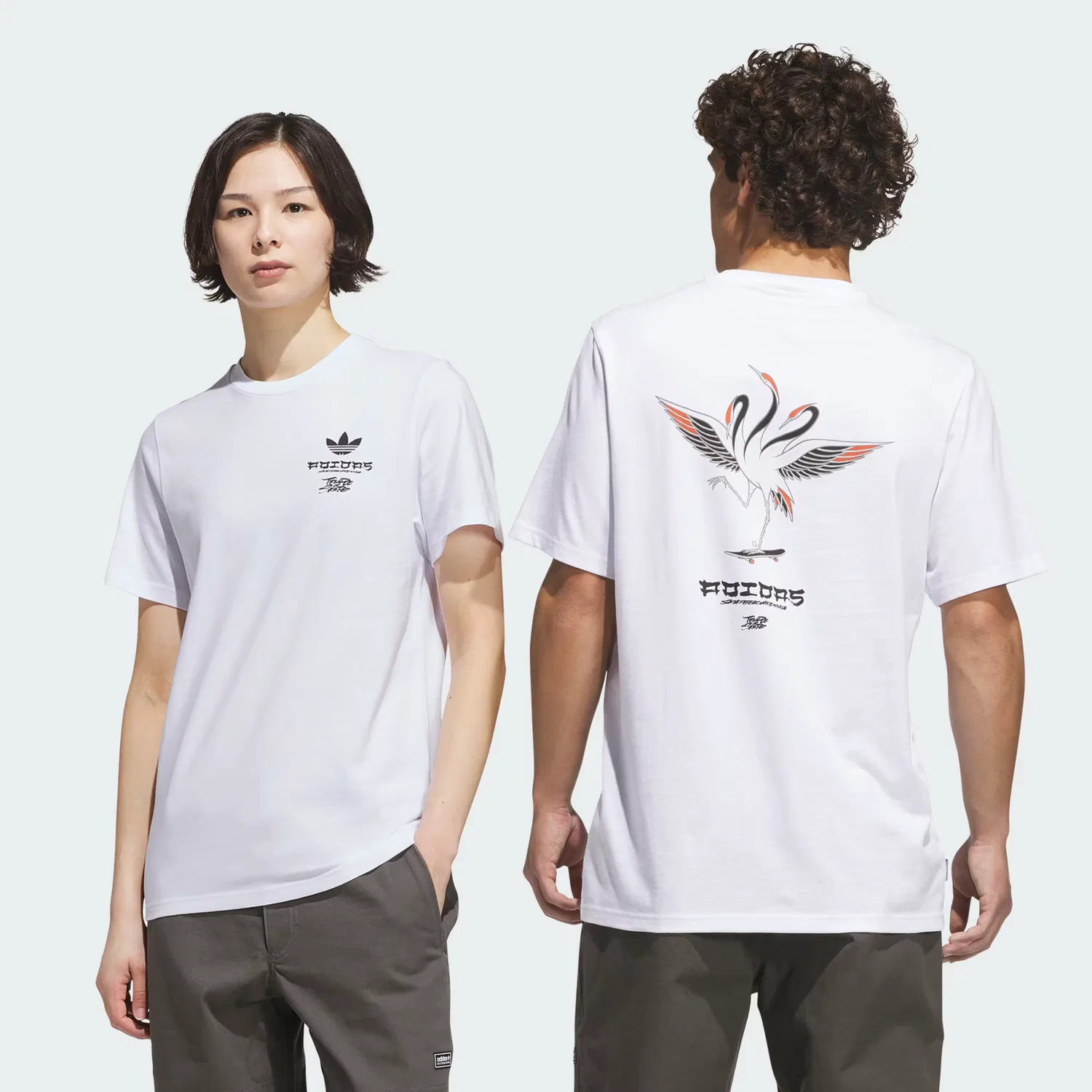 Футболка с принтом SKATEBOARDING x TEMPLE OF SKATE CRANE TEE Adidas Originals, белый/черный — фото 2