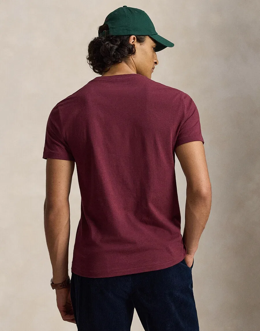 Футболка Polo Ralph Lauren прямого кроя, цвет винно-красный — фото 4