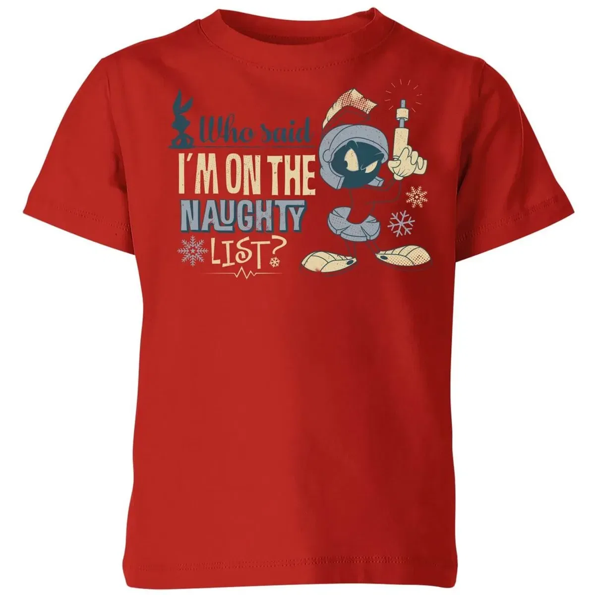 Детская футболка с принтом Martian who said im on the naughty list Christmas Looney Tunes, Red — фото 2
